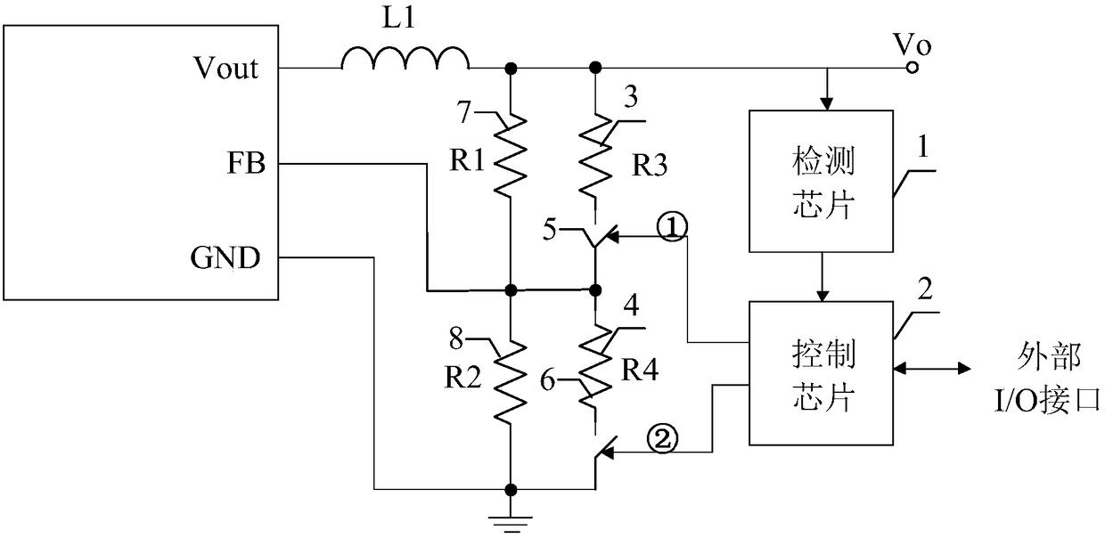 Single-board power supply voltage online adjusting circuit