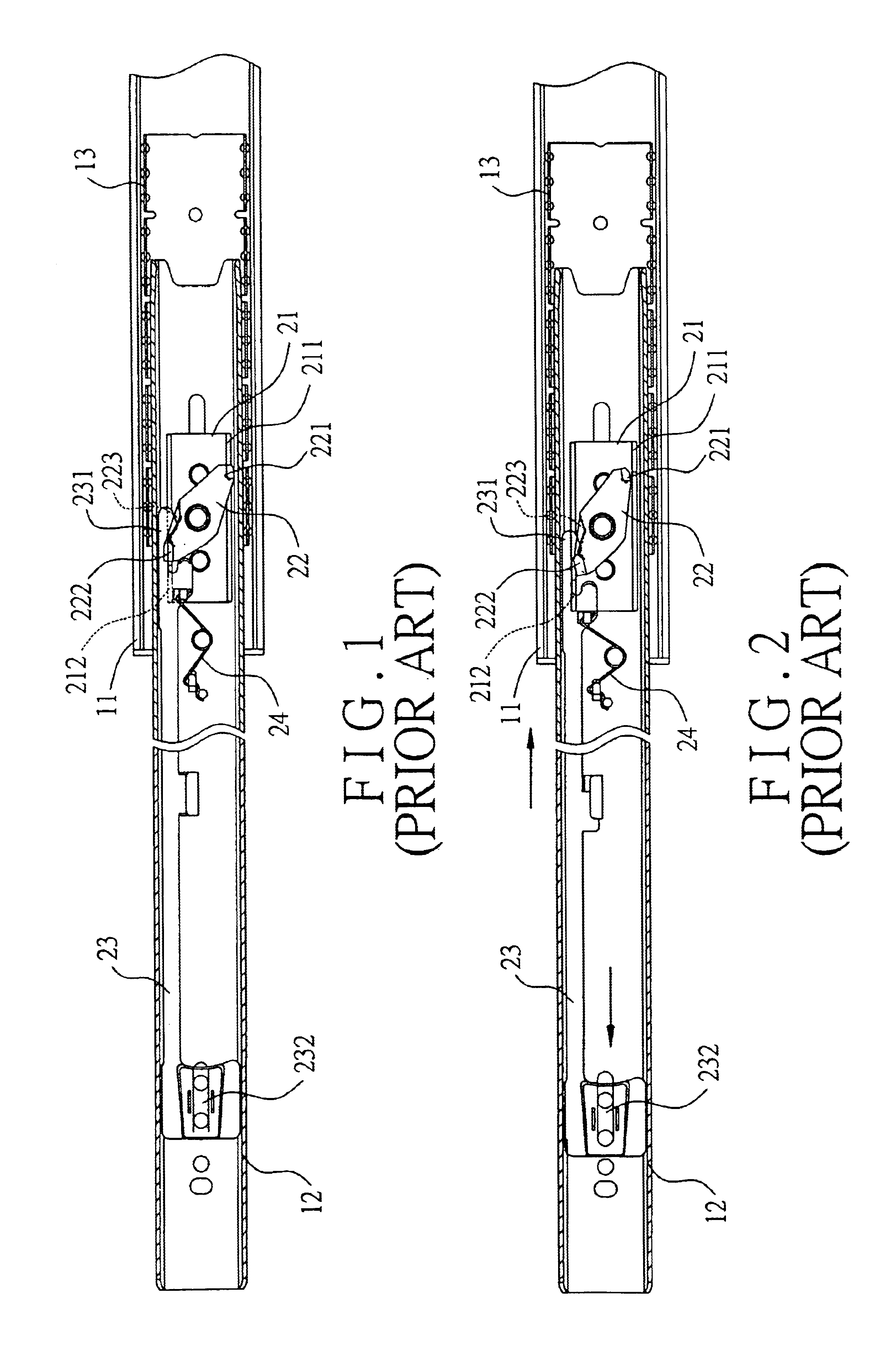 Retaining structure for a track device for drawers