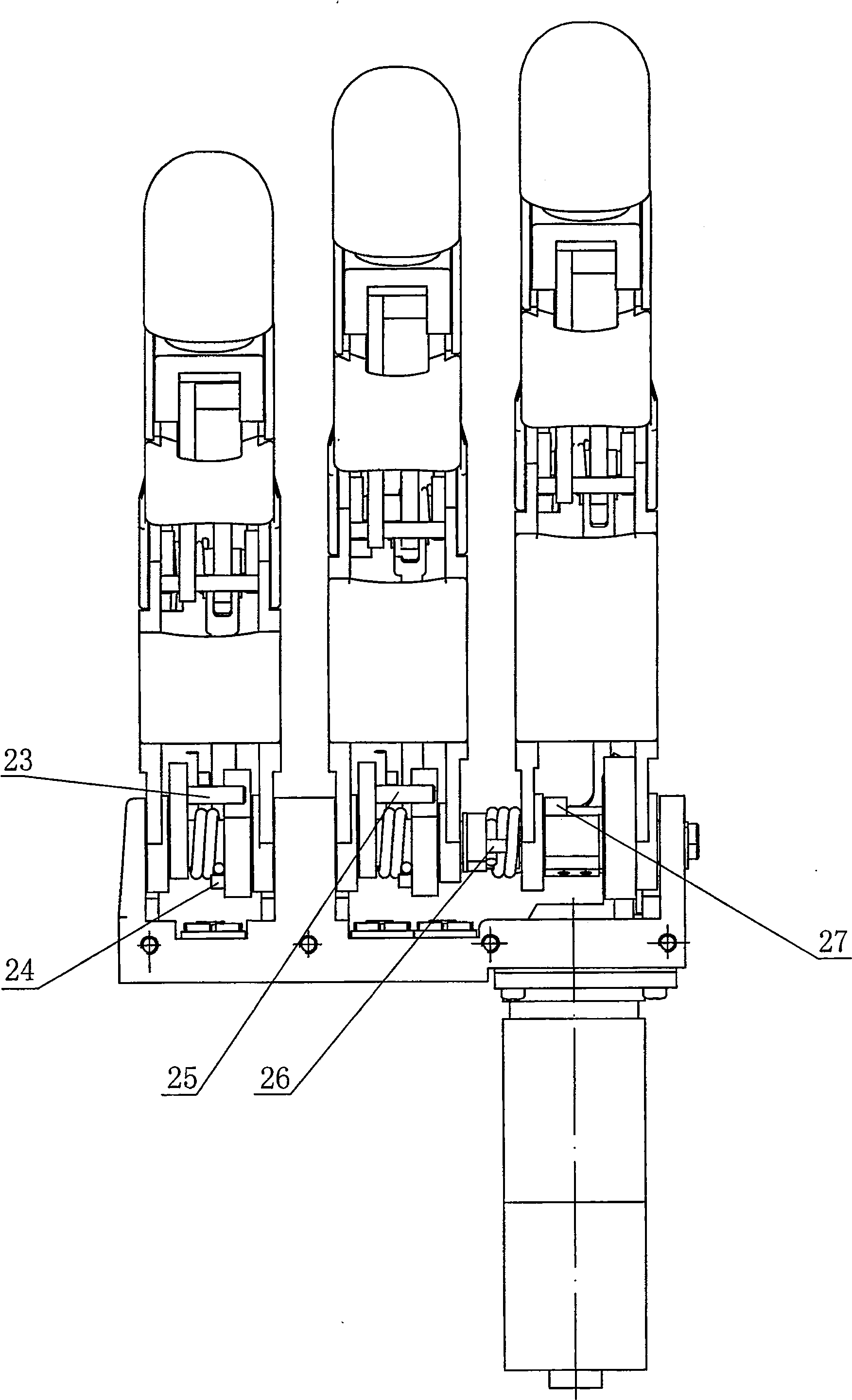 Un-drived self-adapted three-figure linage mechanism convenient for the handicapped having artificial hand