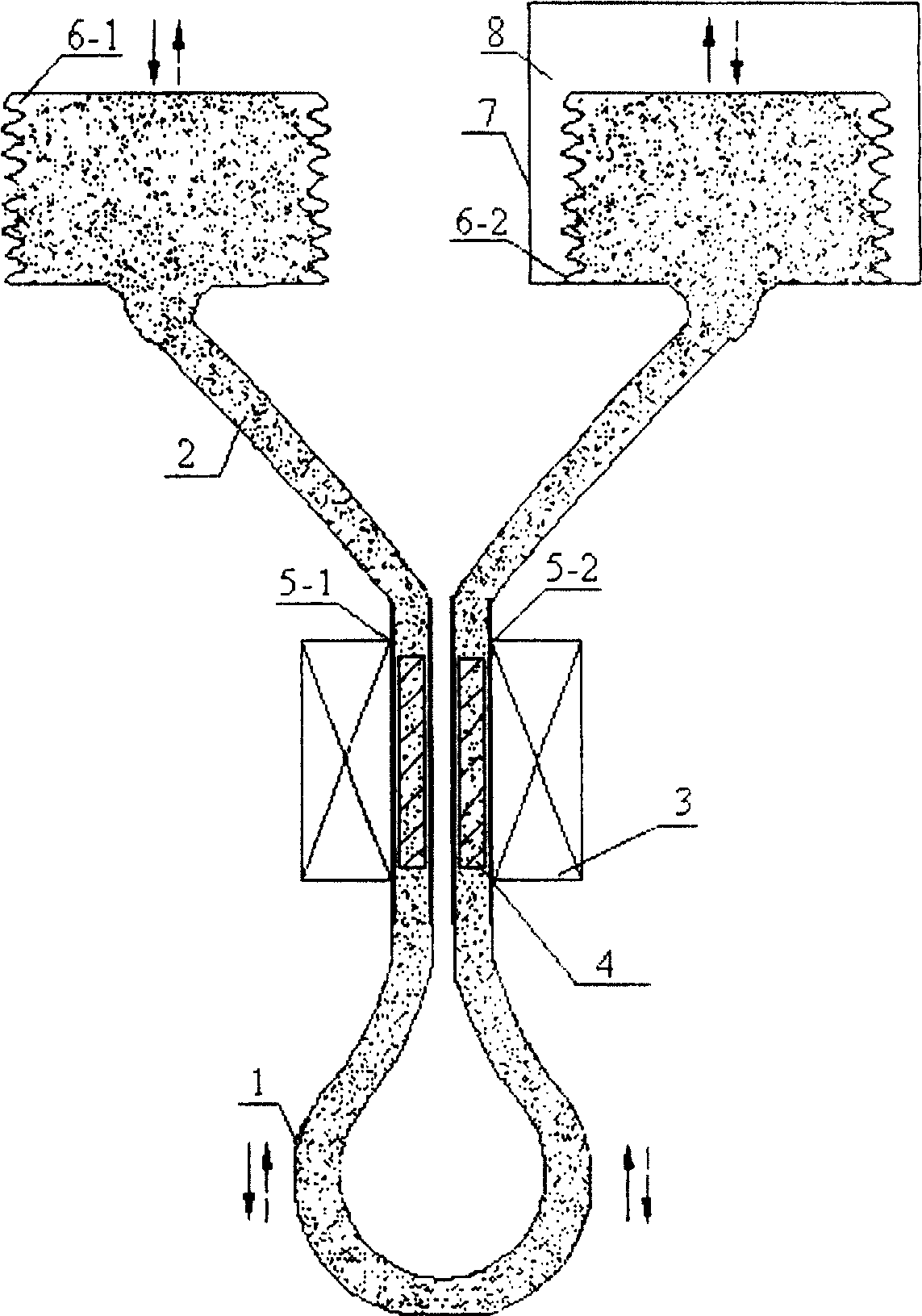 Direct electricity generation unit device of single tube double way liquid-state metal magnetic fluid wave energy