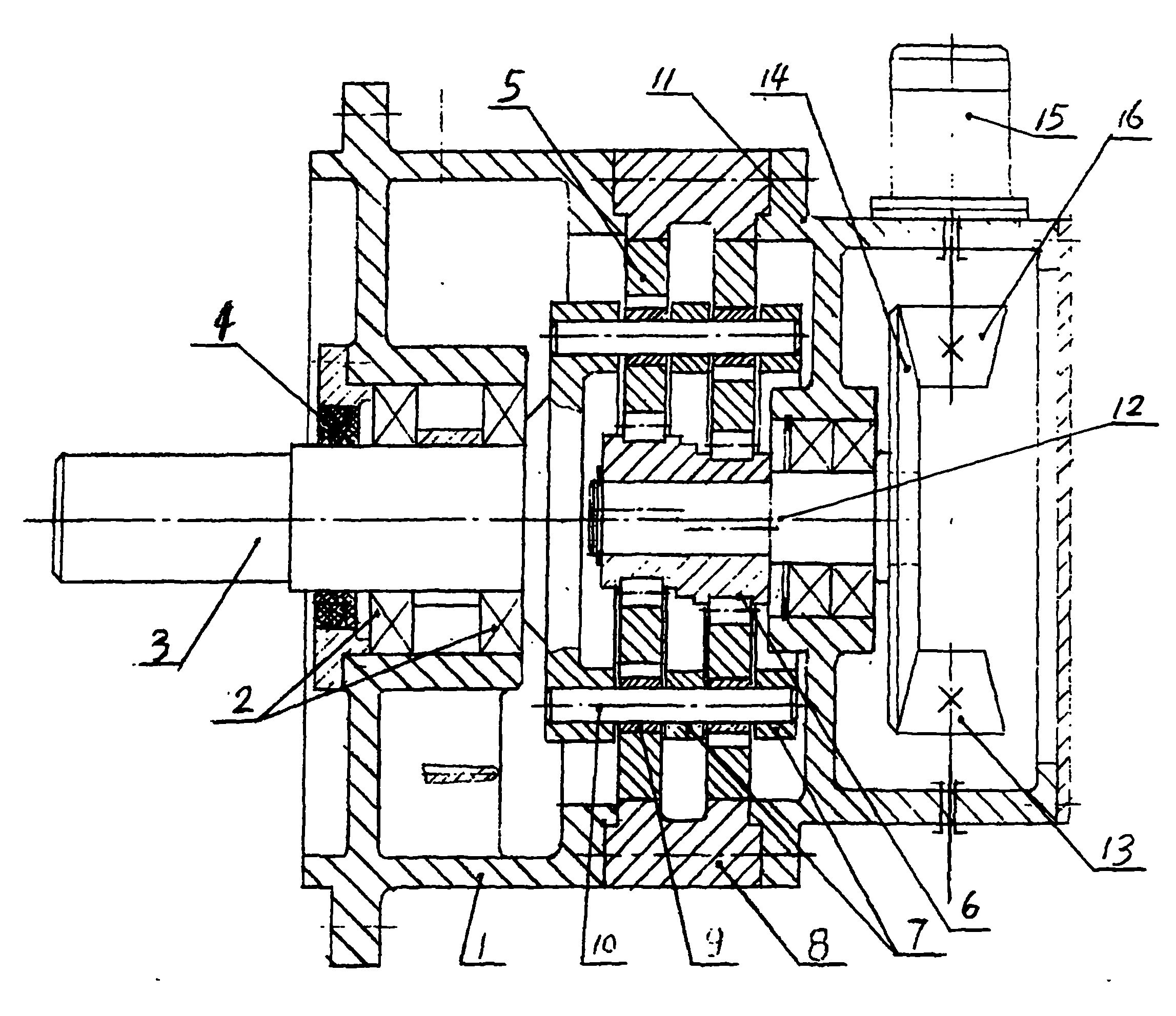 Bevel gear-double cycloid speed reduction device for rocket launching movable platform