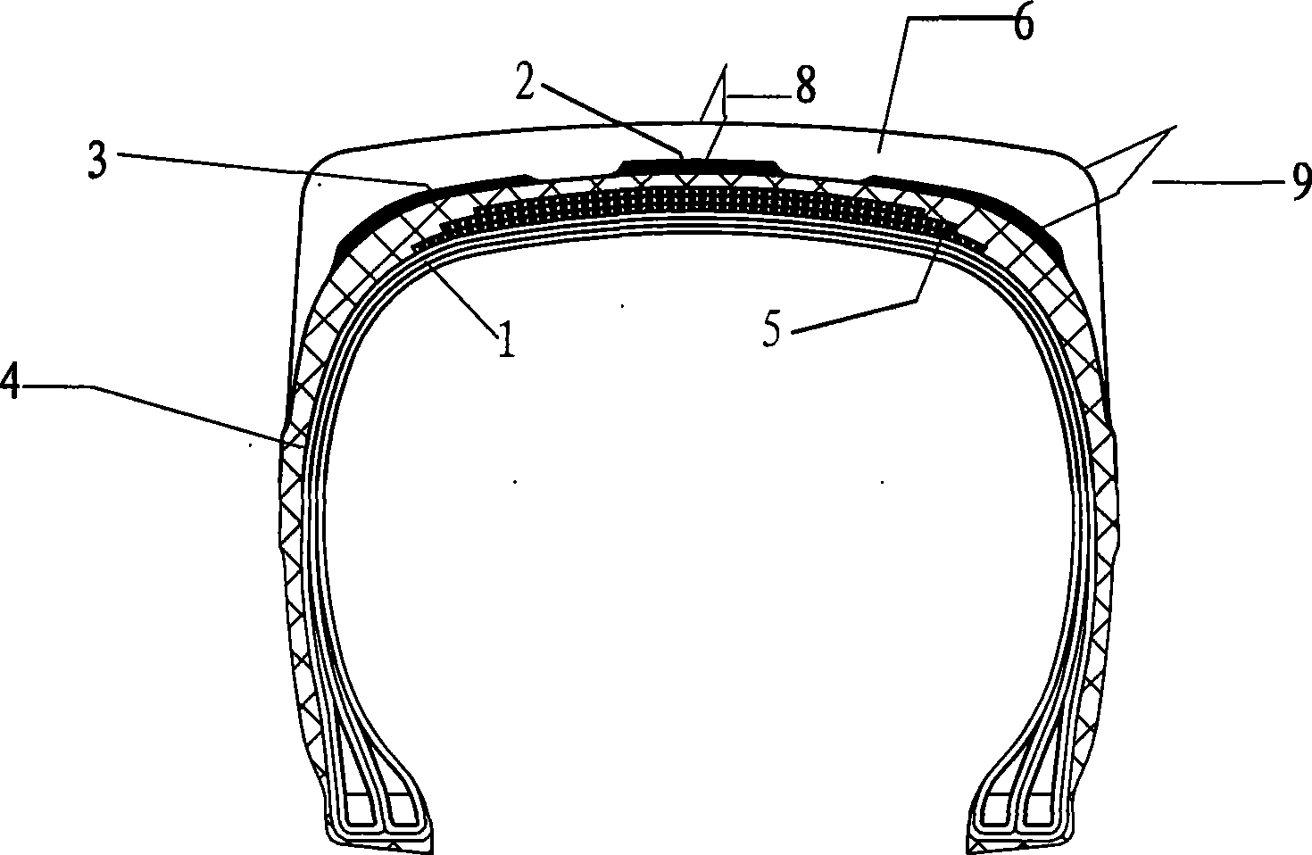 High piercing-resistance, cutting-resistant semi-steel engineering tyre and manufacturing method thereof