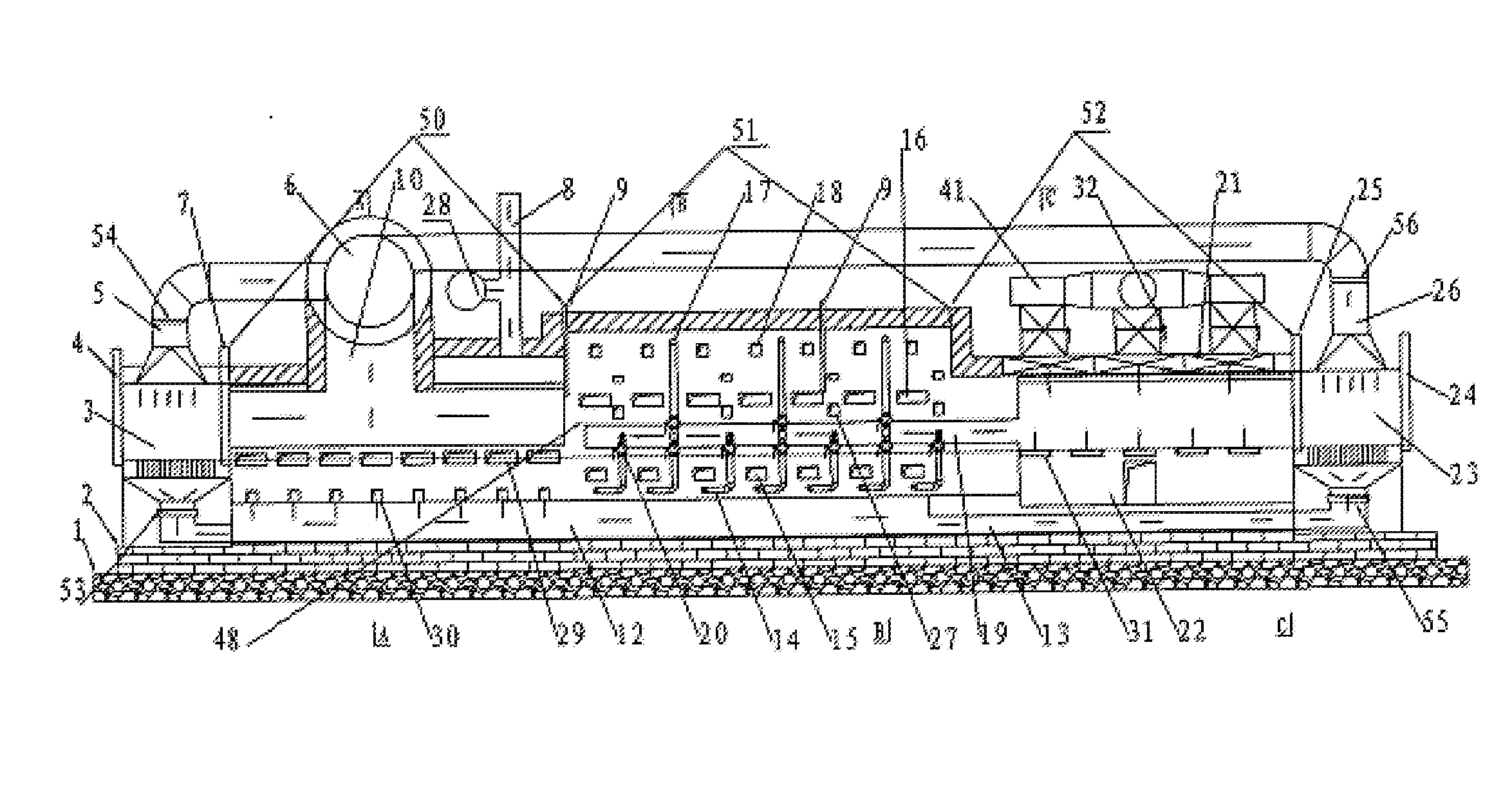 Tunnel typed coking furnace with a movable sliding bed and the method using the same