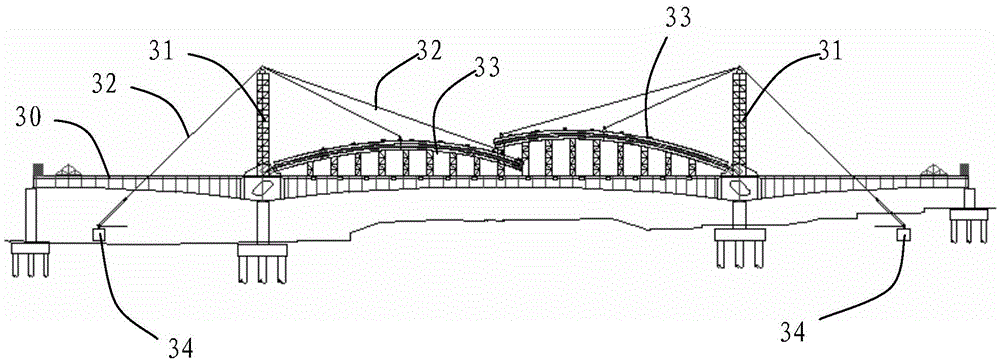 A kind of traction structure and traction construction method for vertical rotation construction of arch rib