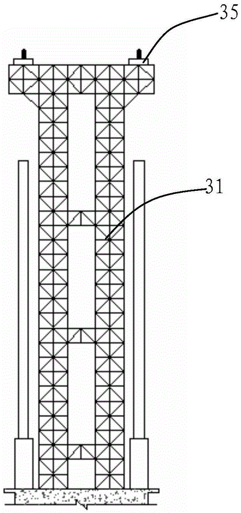 A kind of traction structure and traction construction method for vertical rotation construction of arch rib