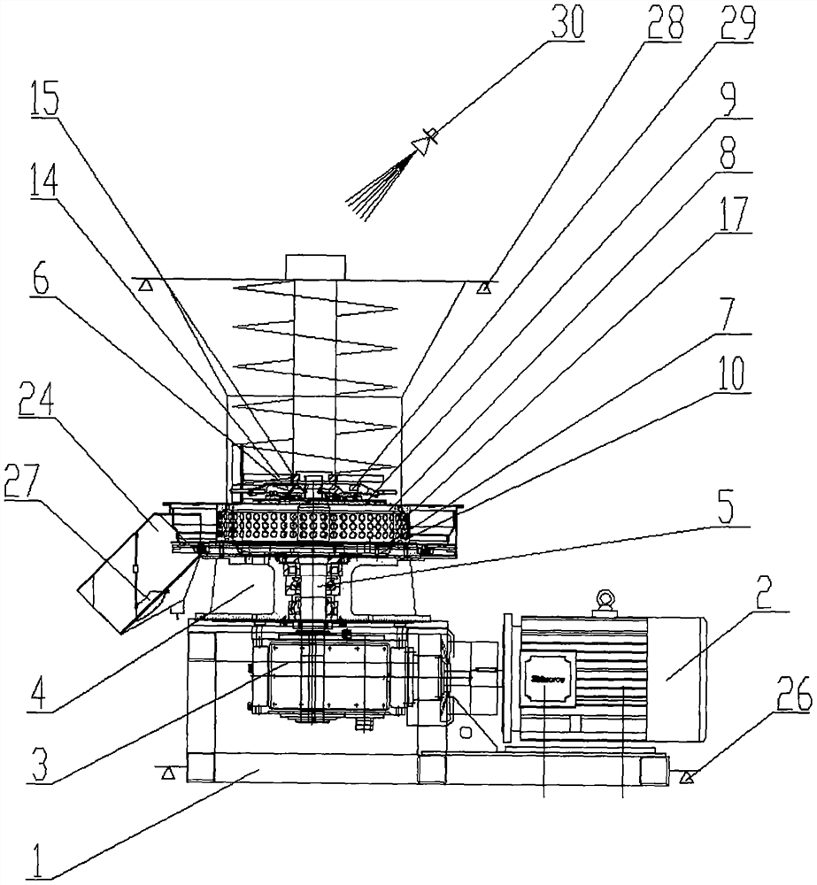 A device for punching and forming materials by means of meshing and its application method