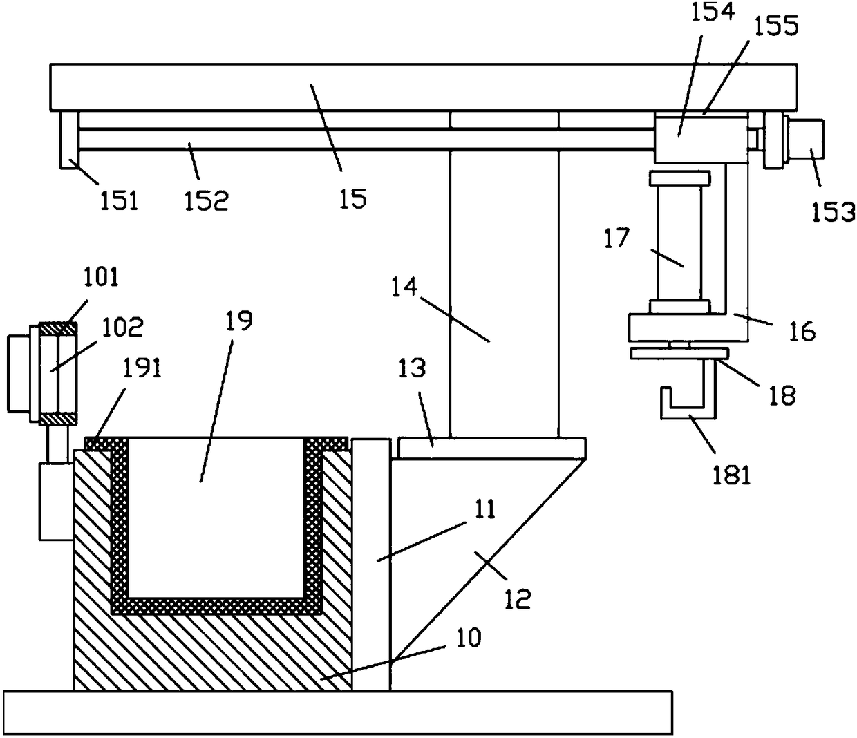 Cross-conveying heat treatment quenching trough mechanism