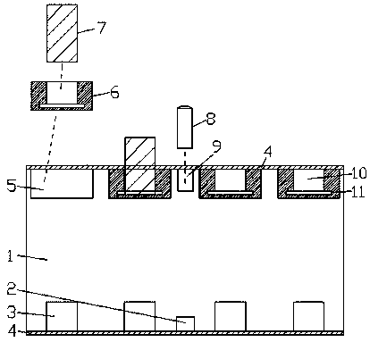 A continuous prebaked anode carbon block with split-type independent carbon bowl and ultra-long filling block structure