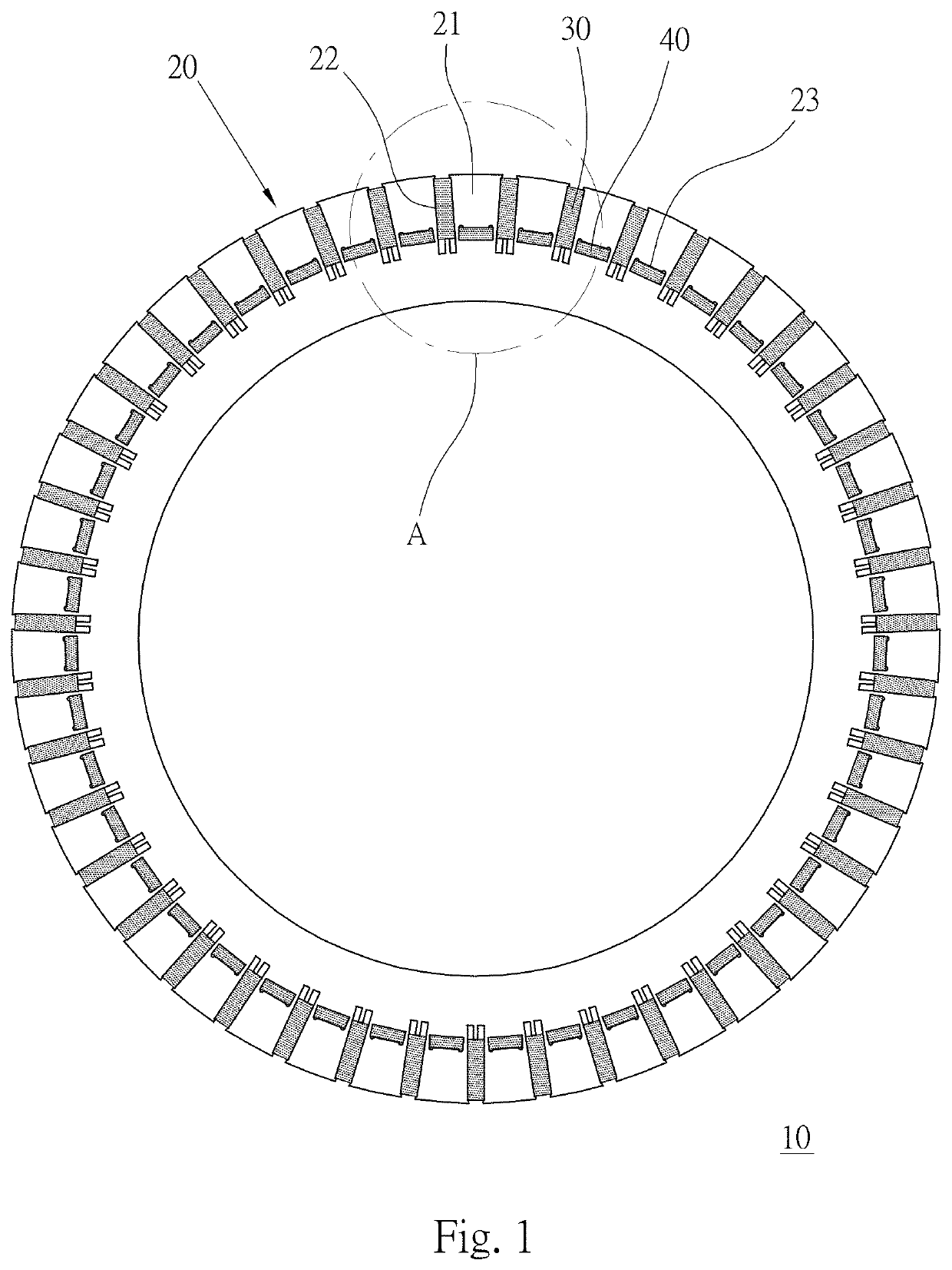 Rotor with first and second permanent magnets having support members and slots