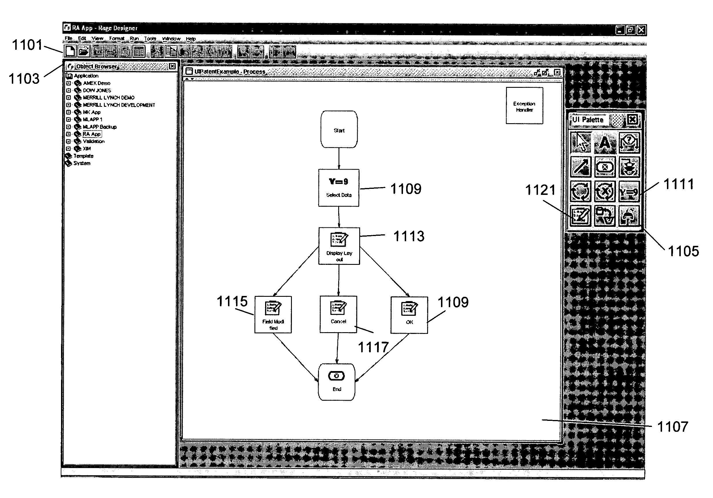System and method for developing user interfaces purely by modeling as meta data in software application