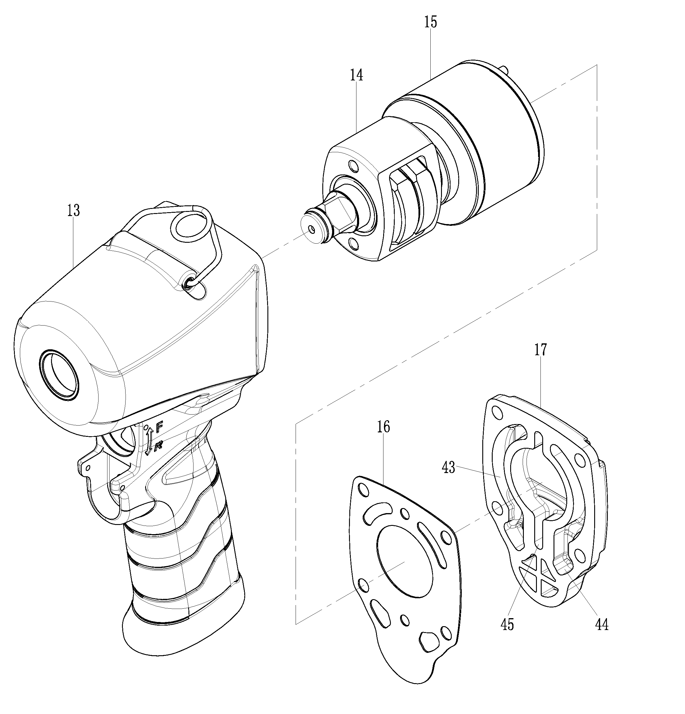 Pneumatic wrench with butterfly steering switching mechanism