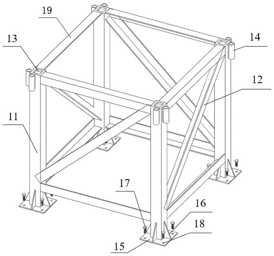 Temporary support frame for mounting assembled lattice type steel structure and use method