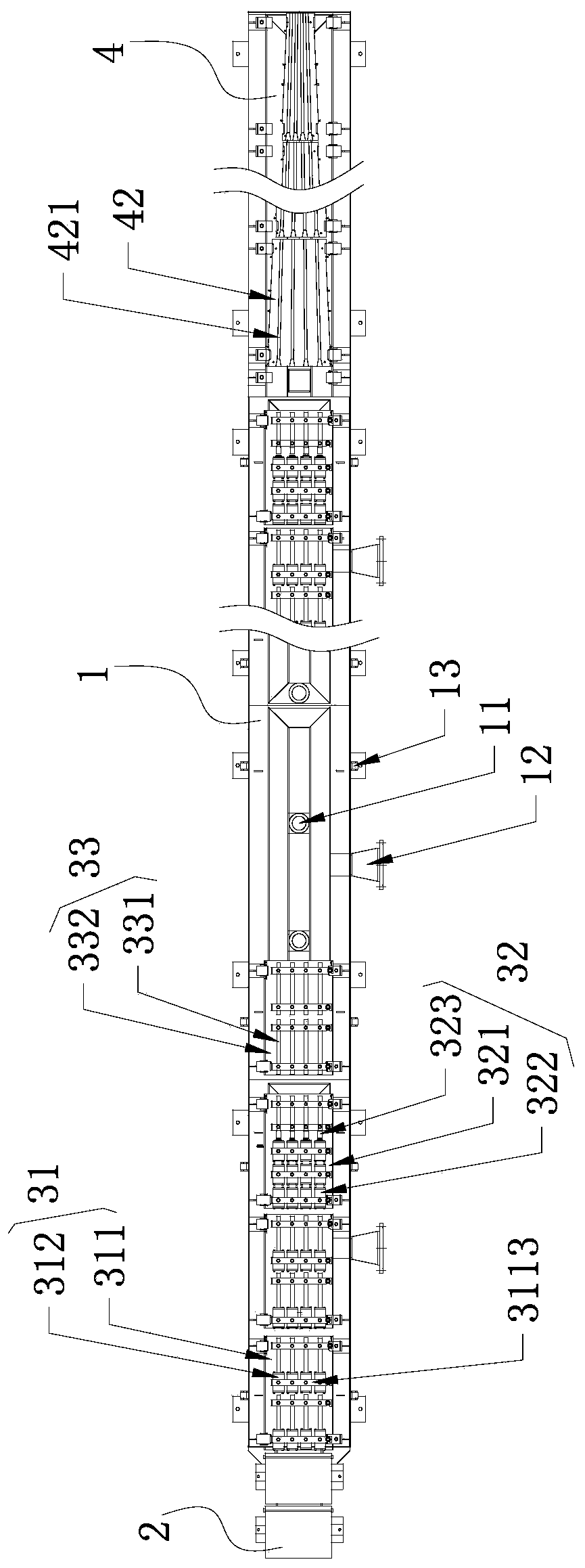 Multi-wire slitting and rolling controlled cooling device for bar