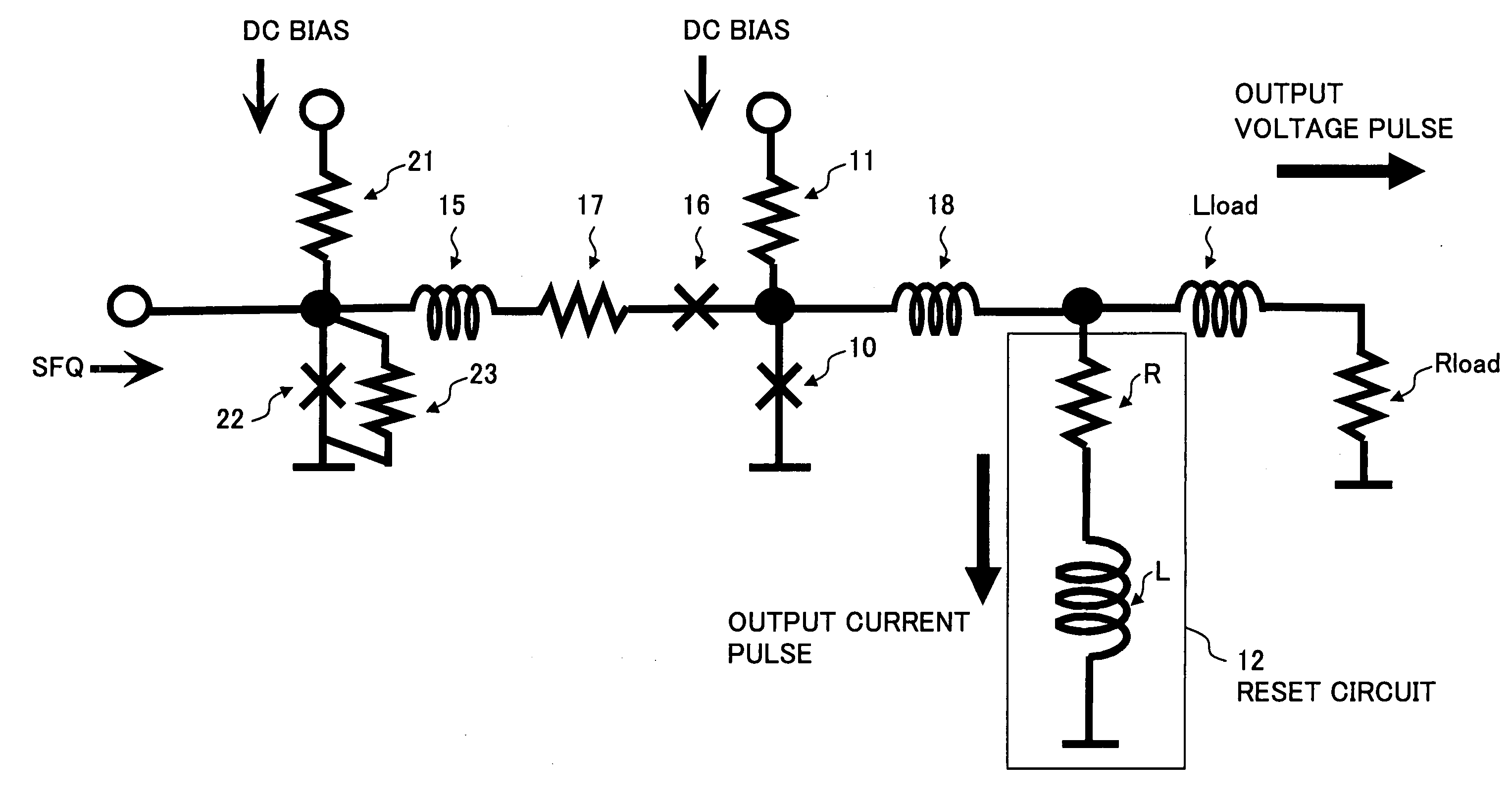 Superconducting latch driver circuit generating sufficient output voltage and pulse-width
