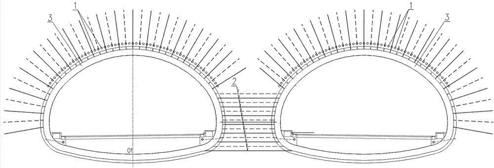 Construction method for small-clear-distance four-lane shallow-buried large-span tunnel