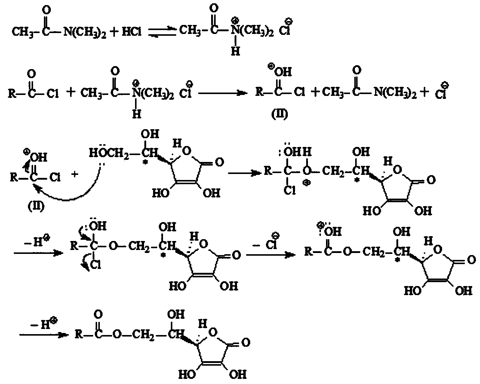Method for preparing L-ascorbic acid or D-erythorbic acid carboxylate by using acyl chloride