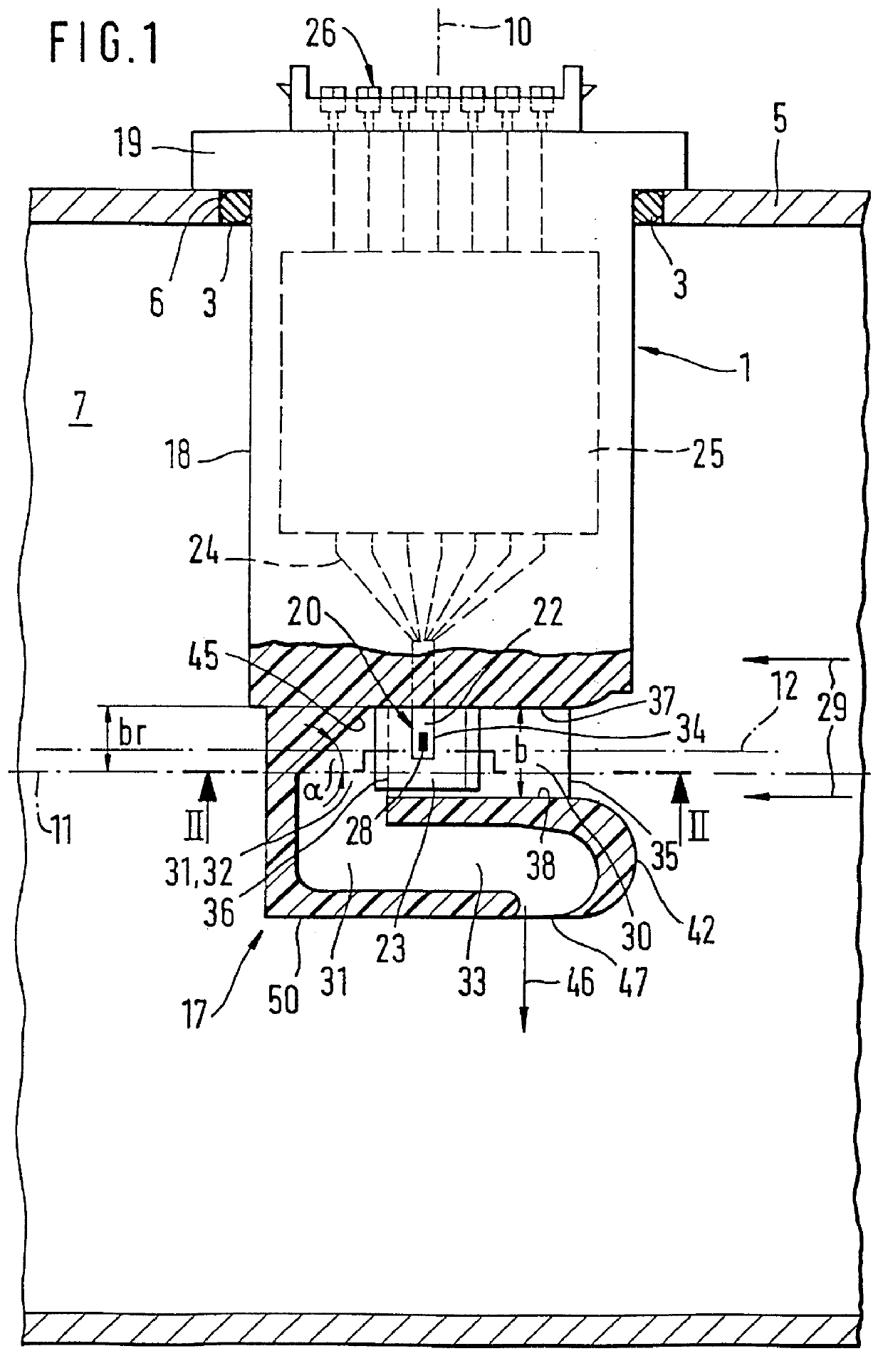 Device for measuring the amount of a flowing medium