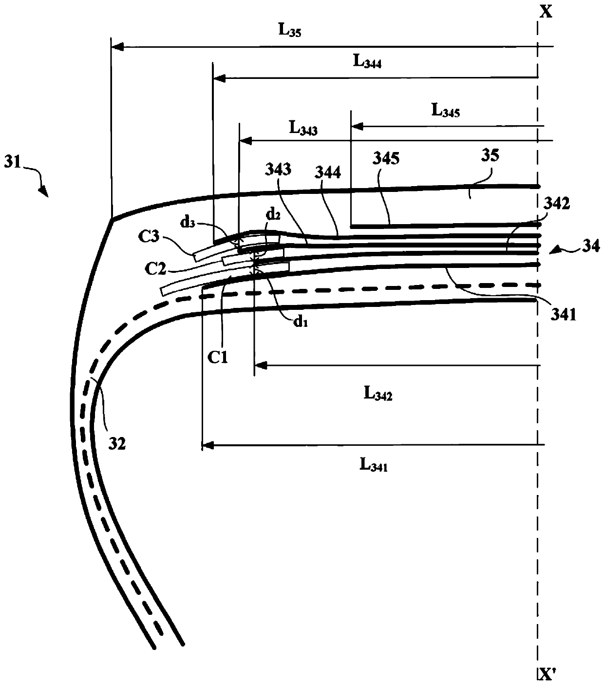 Tires comprising working layers formed from separate wires