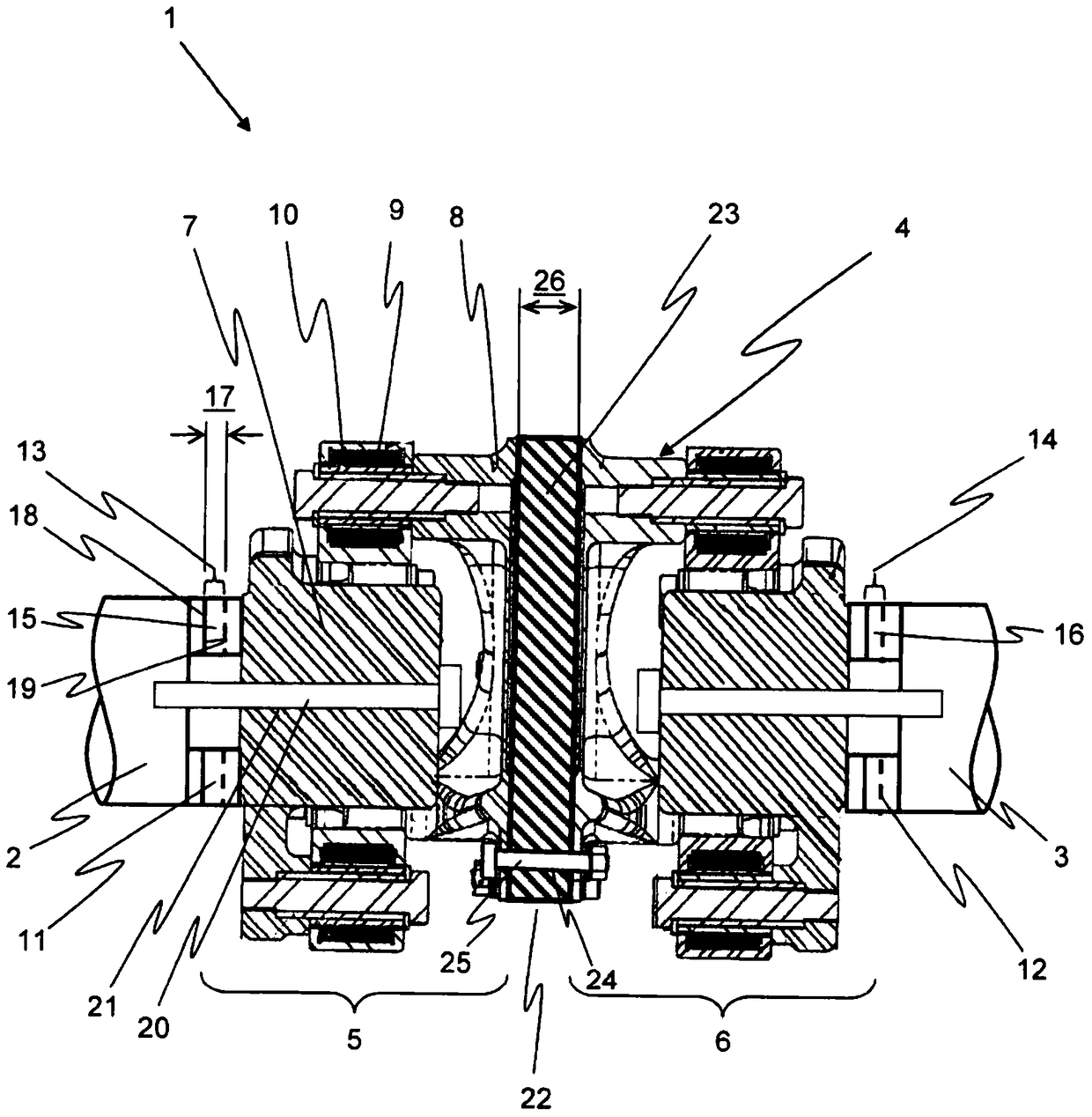 Compensating clutch with spacer elements