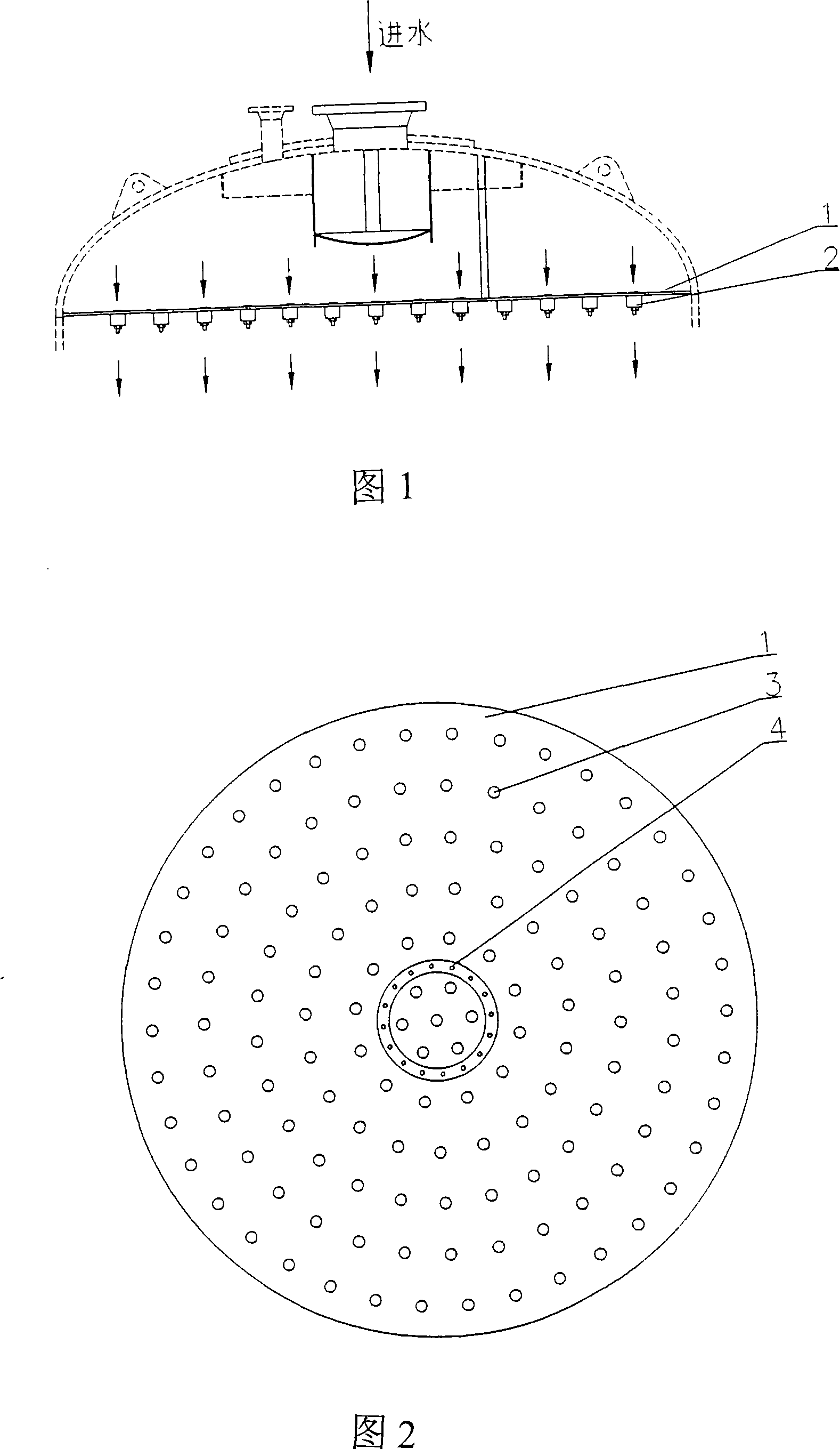 Water distributing plate used for high flow velocity equipment