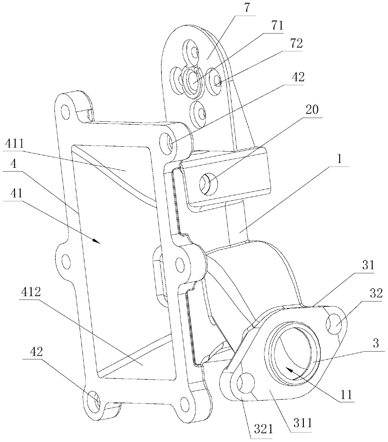 Valve seat structure of double-valve-element hot-end EGR valve