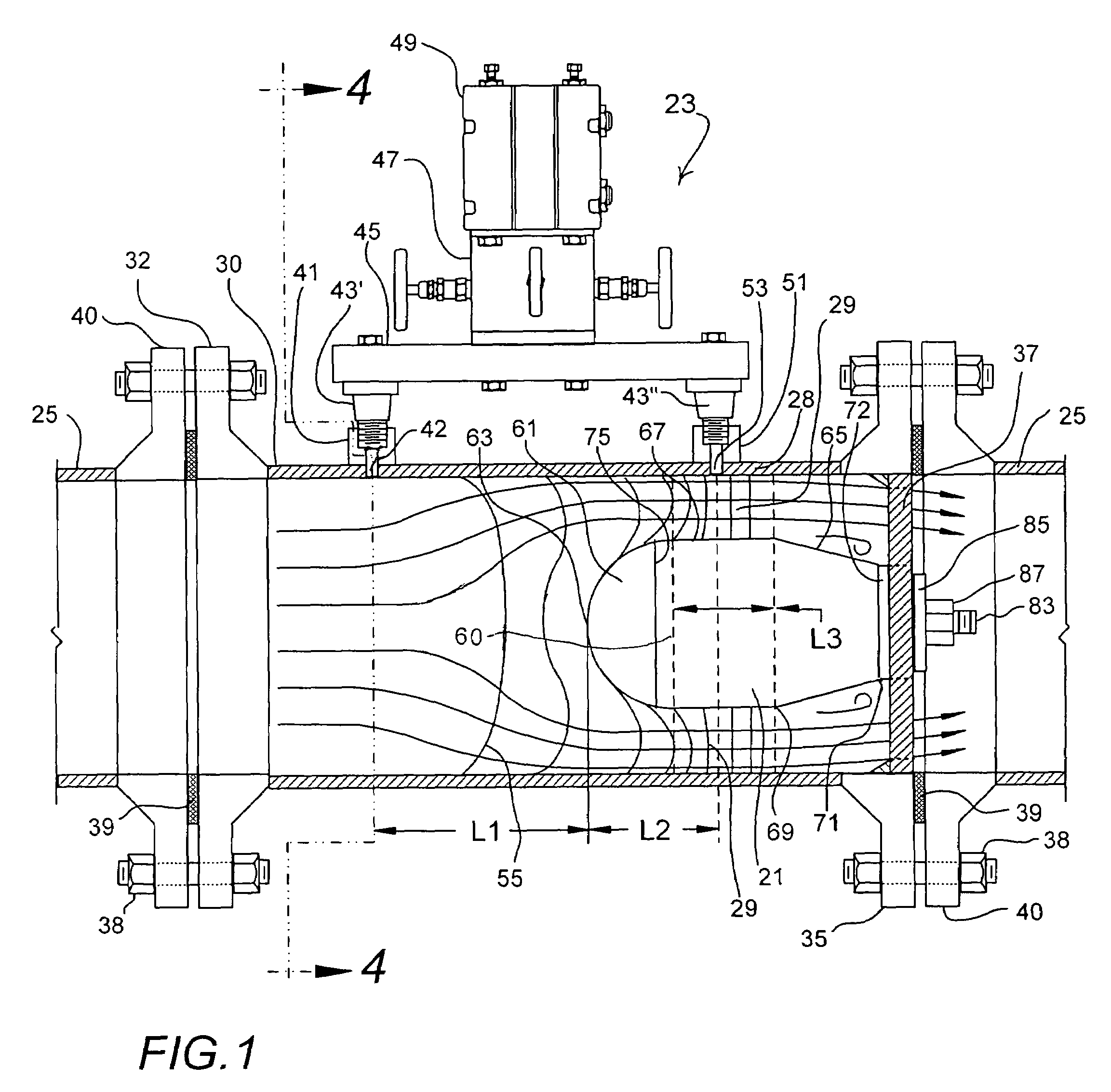 Devices, installations and methods for improved fluid flow measurement in a conduit