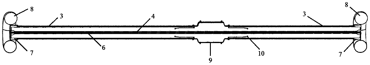 EHV/UHV gas-insulated wall-piercing bushing center current-carrying conductor brace structure and EHV/UHV gas-insulated wall-piercing bushing