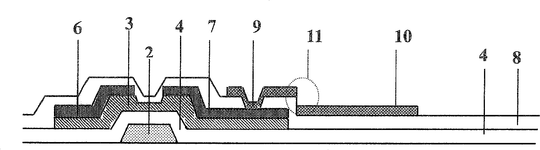 TFT LCD array substrate structure and method for forming non-comformal insulation film and use