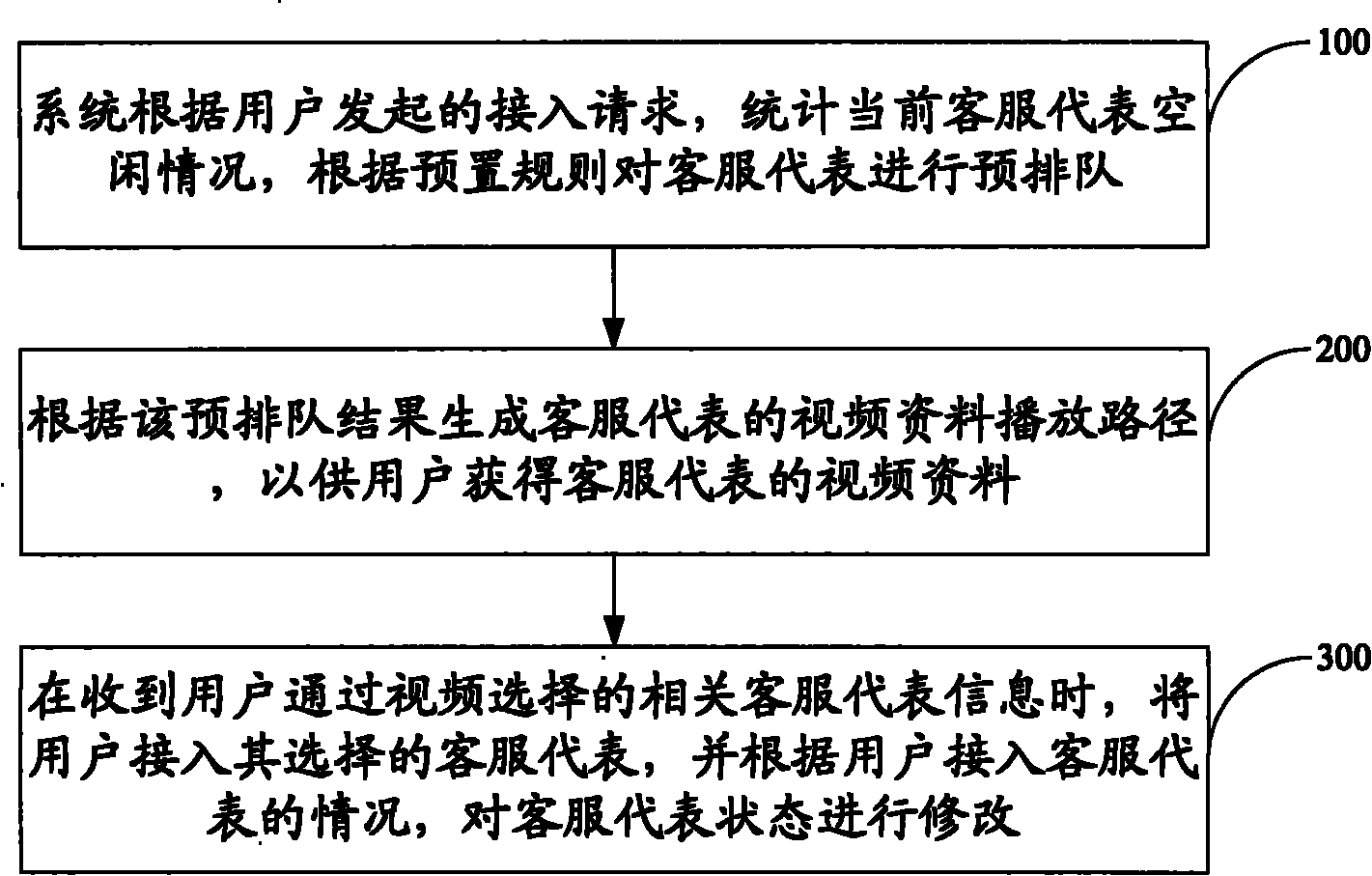 Device, system and method for user to select customer service representative by video