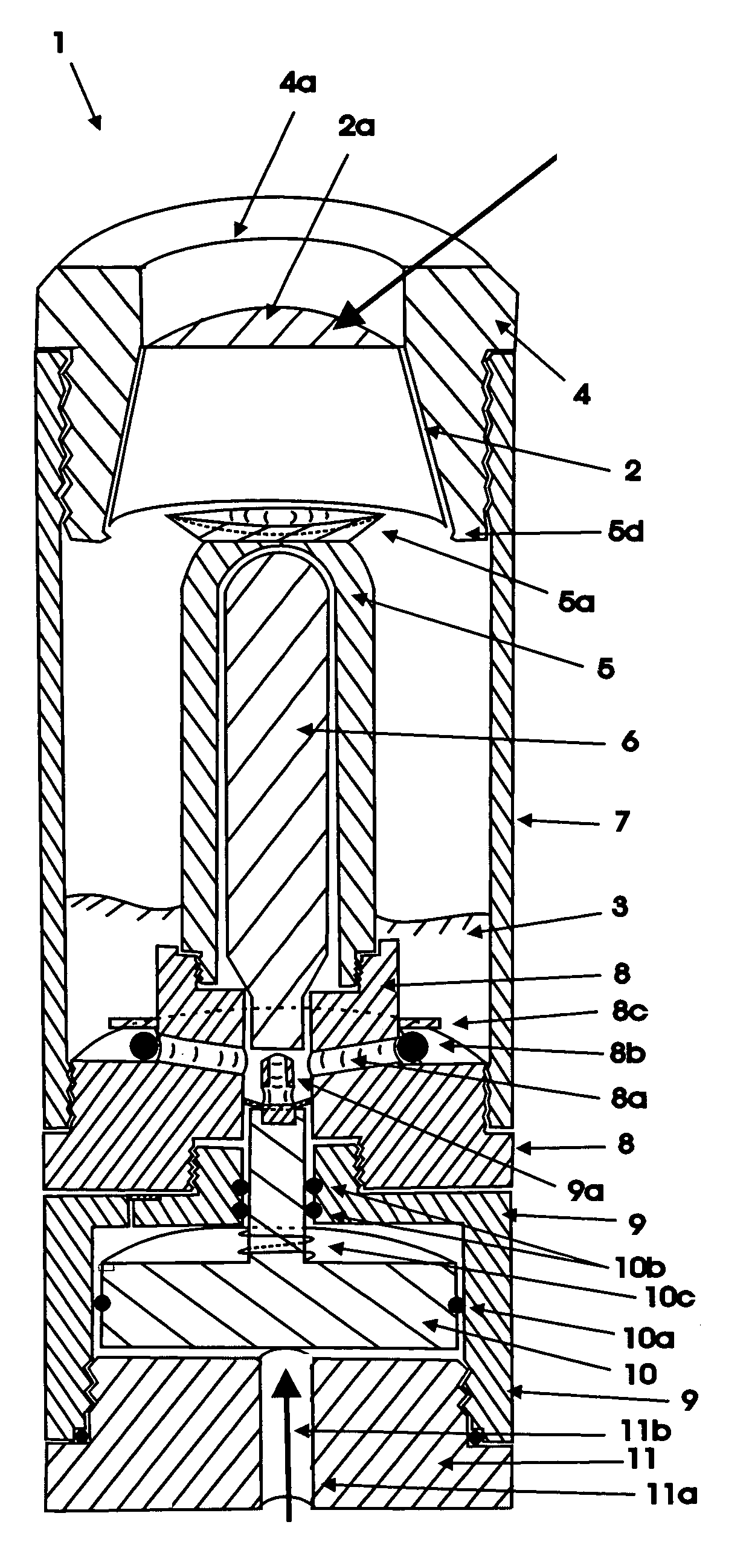 Gas projection device sometimes with a burst disk, producing loud sonic report and smoke plume