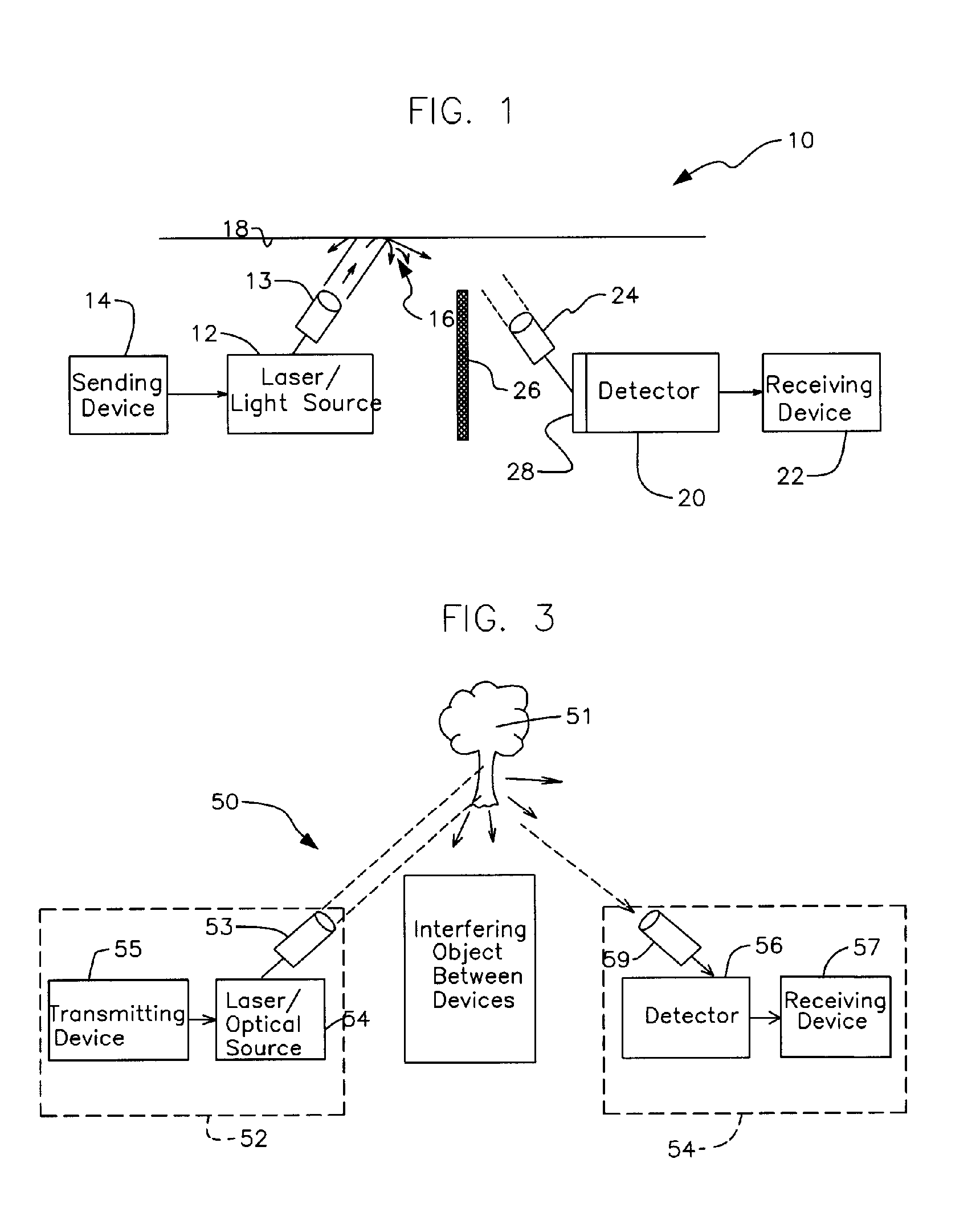 Open-path/free-space optical communication system and method using reflected or backscattered light