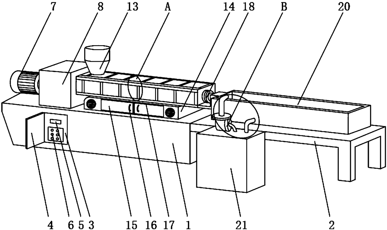 Environment-friendly refrigerator cabinet door profile extrusion device and extrusion method