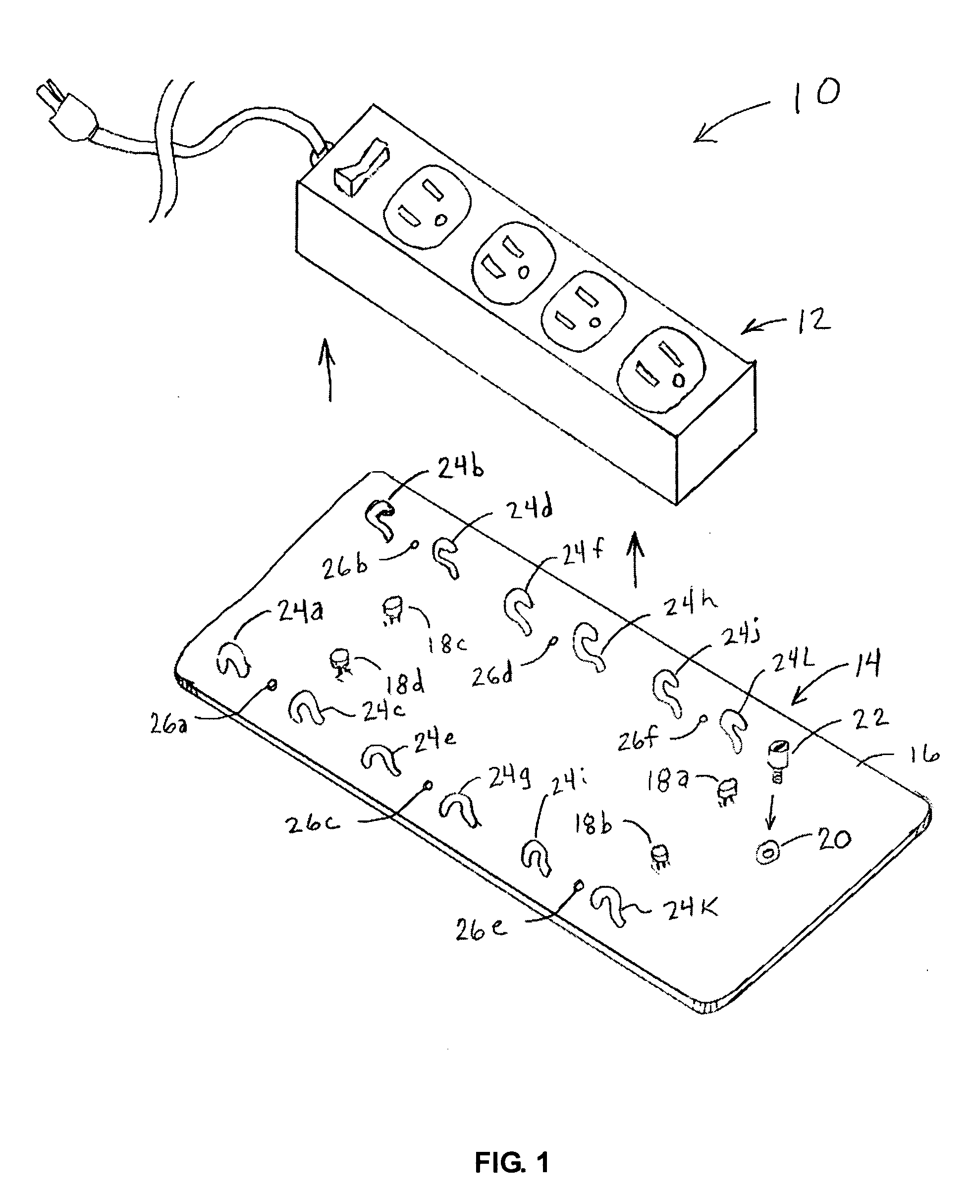 Underdesk apparatus for organizing electronics and connections