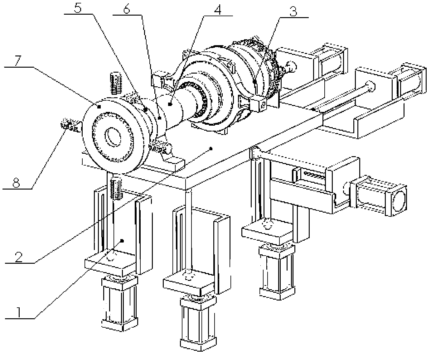 Fan speed-increasing gearbox test bed capable of achieving pose controlling and spindle loading