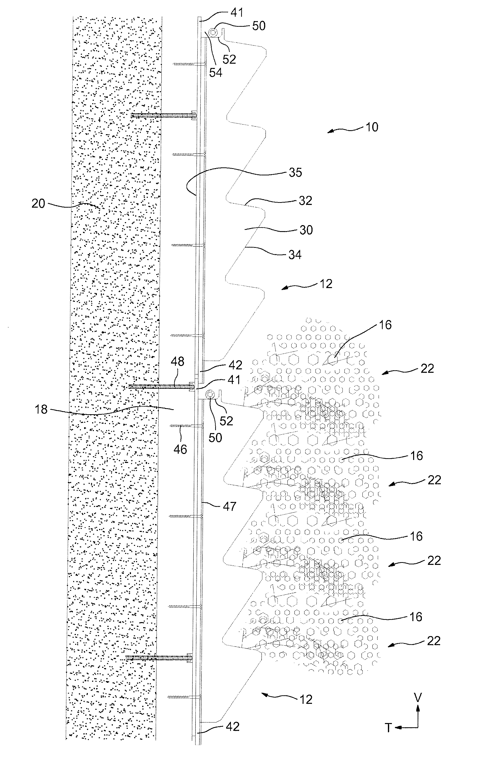 Device for a vertical or angled arrangement of the hydroponic cultivation of plants