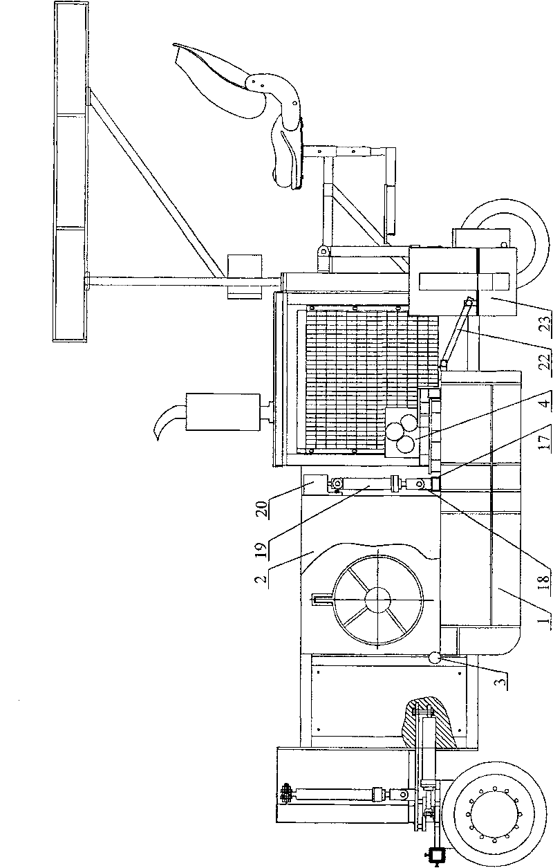 Operation mechanism of self-propelled multifunctional border stone slip form machine
