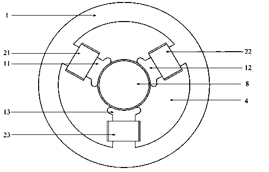 A five-degree-of-freedom hybrid magnetic bearing for a vehicle flywheel battery