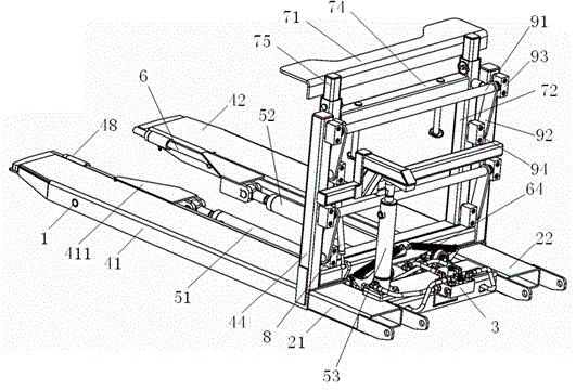 Container turnover device for forklift