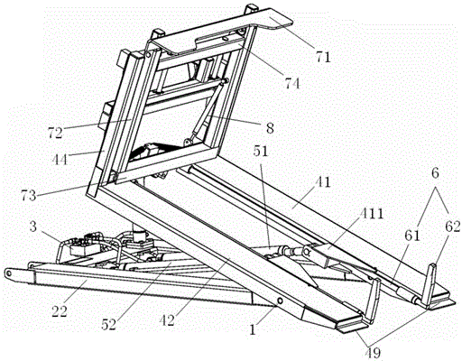 Container turnover device for forklift