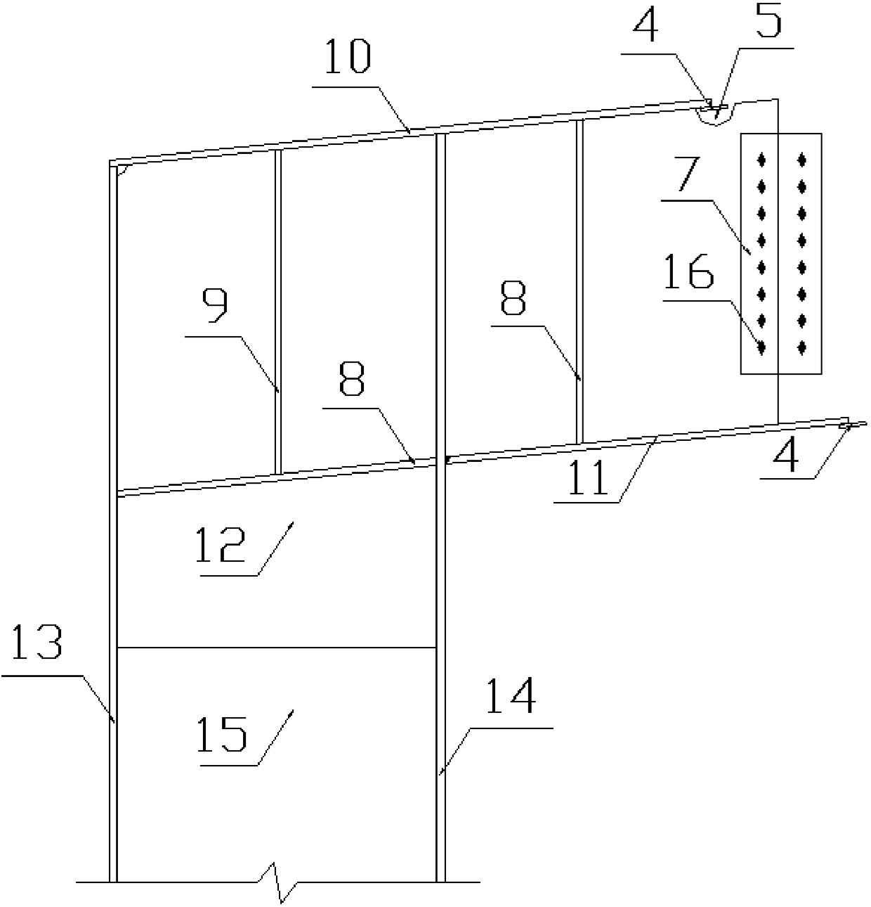 Beam-column connecting joint structure