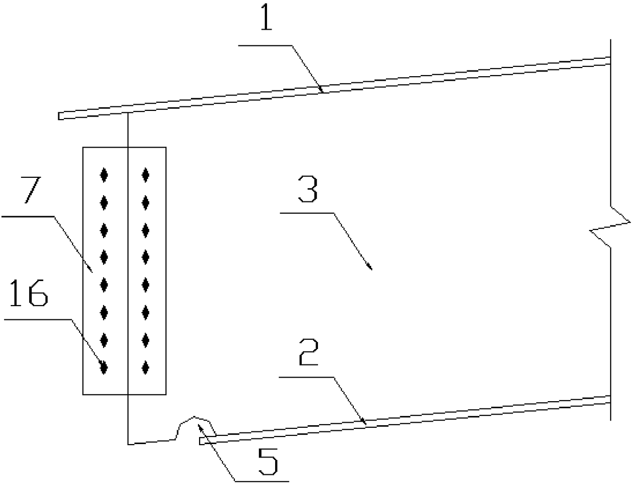 Beam-column connecting joint structure