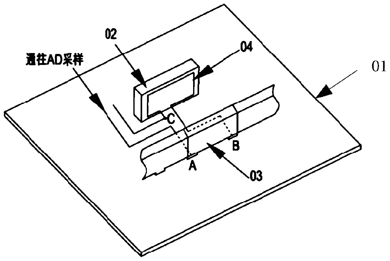 The lead structure of the manganese copper shunt, the PCB board and the wiring structure of the PCB board