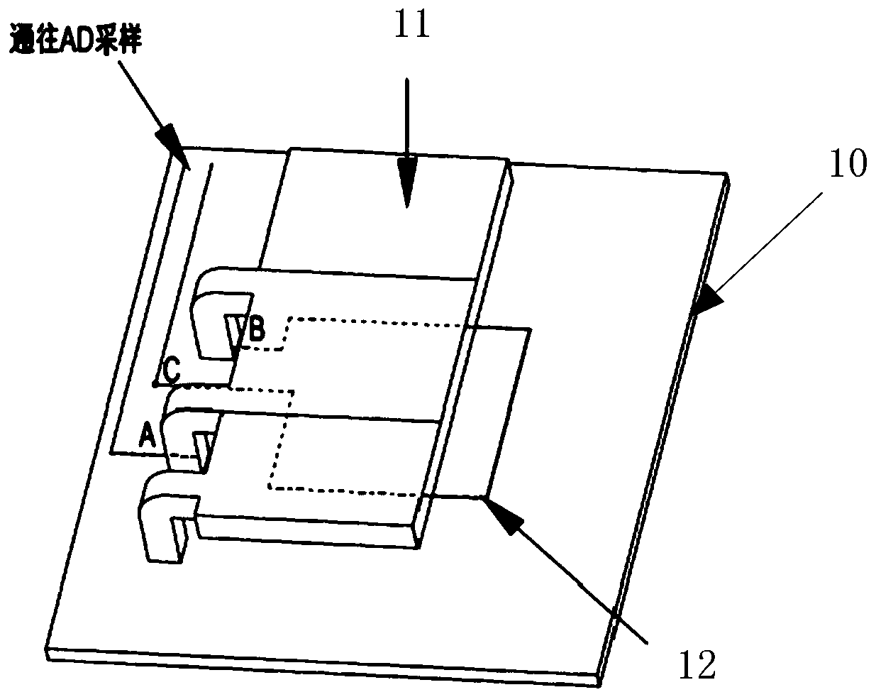 The lead structure of the manganese copper shunt, the PCB board and the wiring structure of the PCB board