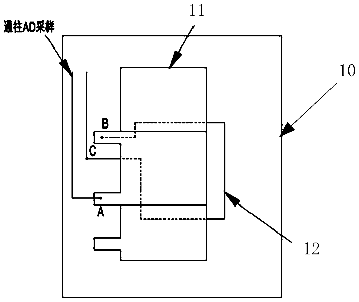 The lead structure of the manganese copper shunt, the PCB board and the wiring structure of the PCB board