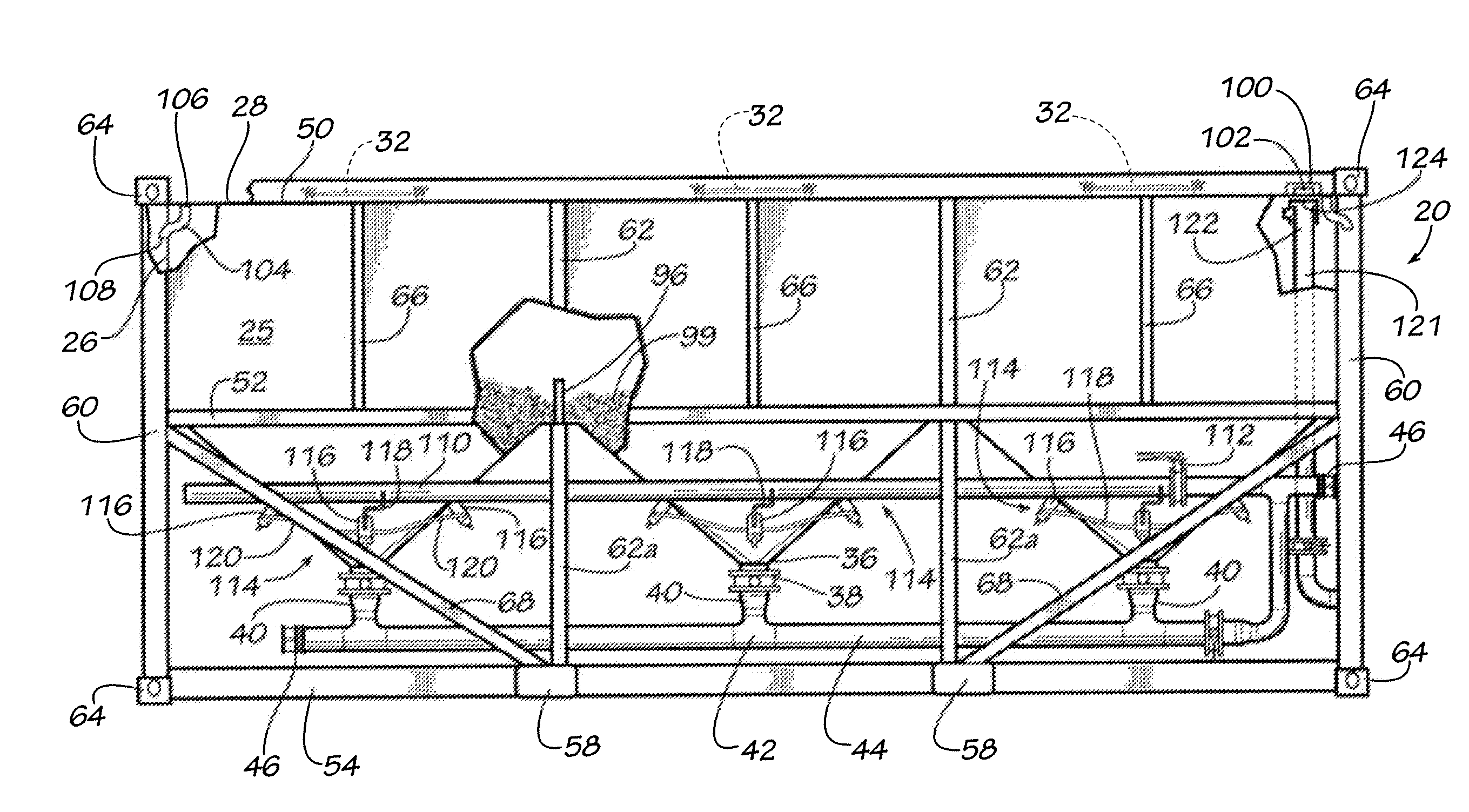 Framed Transport And Distribution Container For Bulk Granular Product And Method