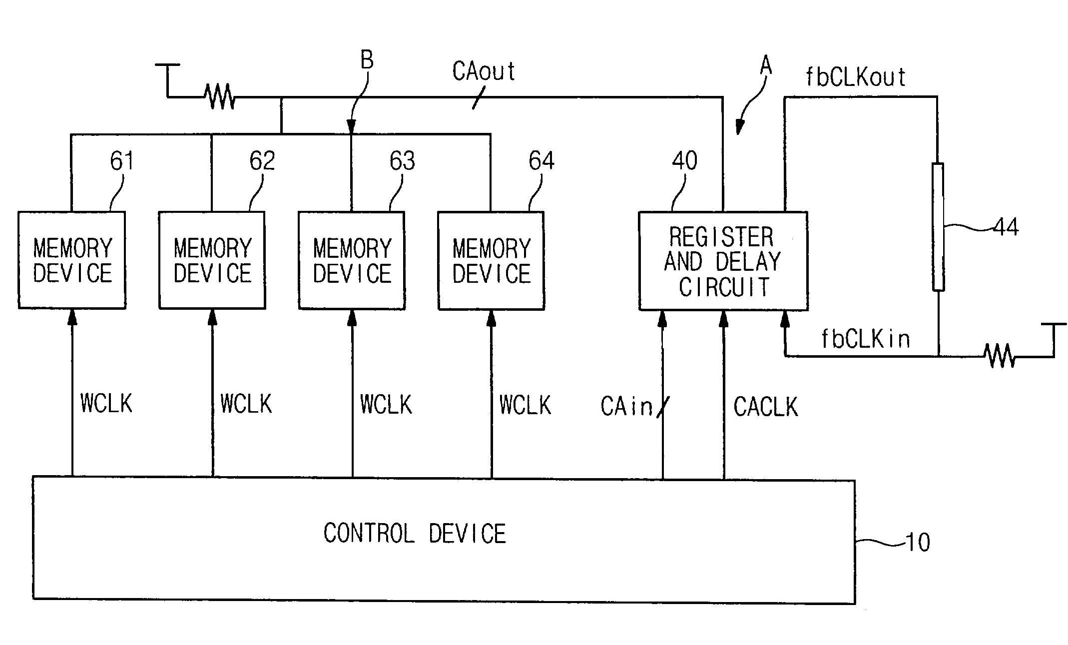 Memory system using non-distributed command/address clock signals