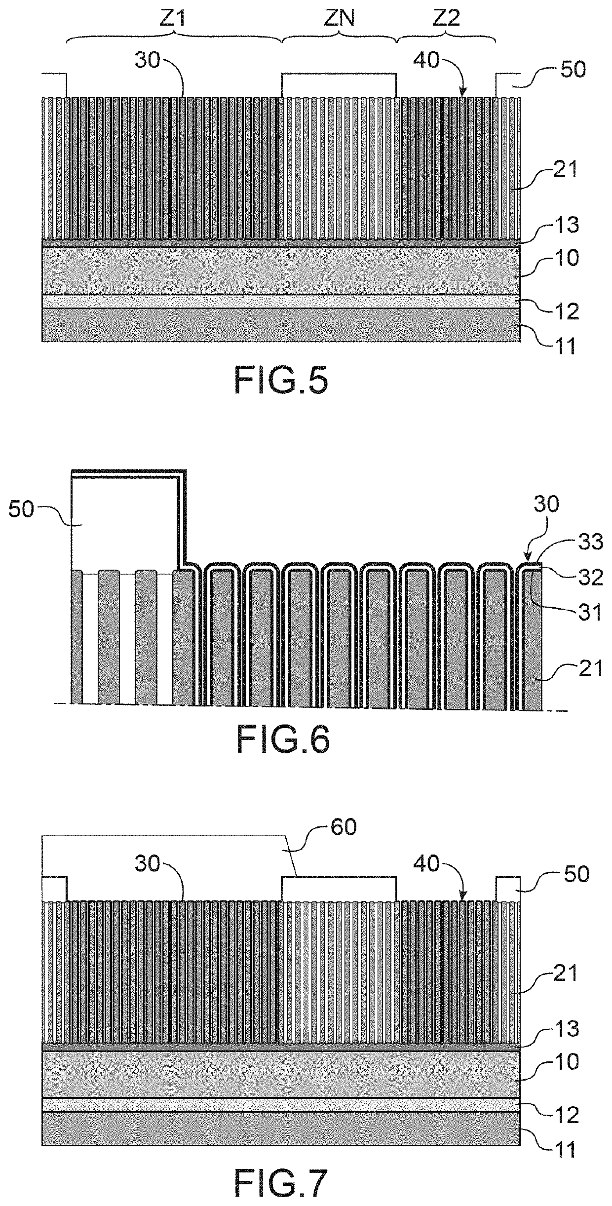 High-density capacitive device and method for manufacturing such a device