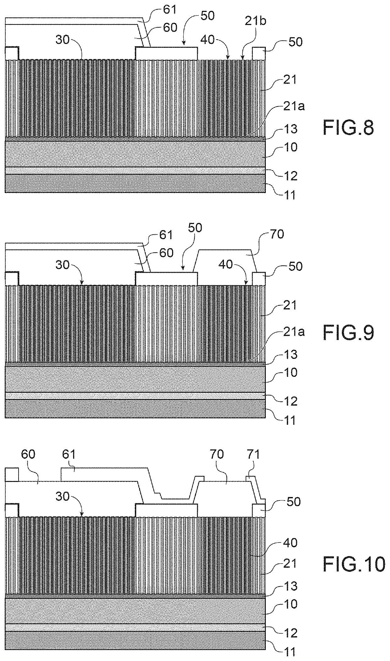 High-density capacitive device and method for manufacturing such a device