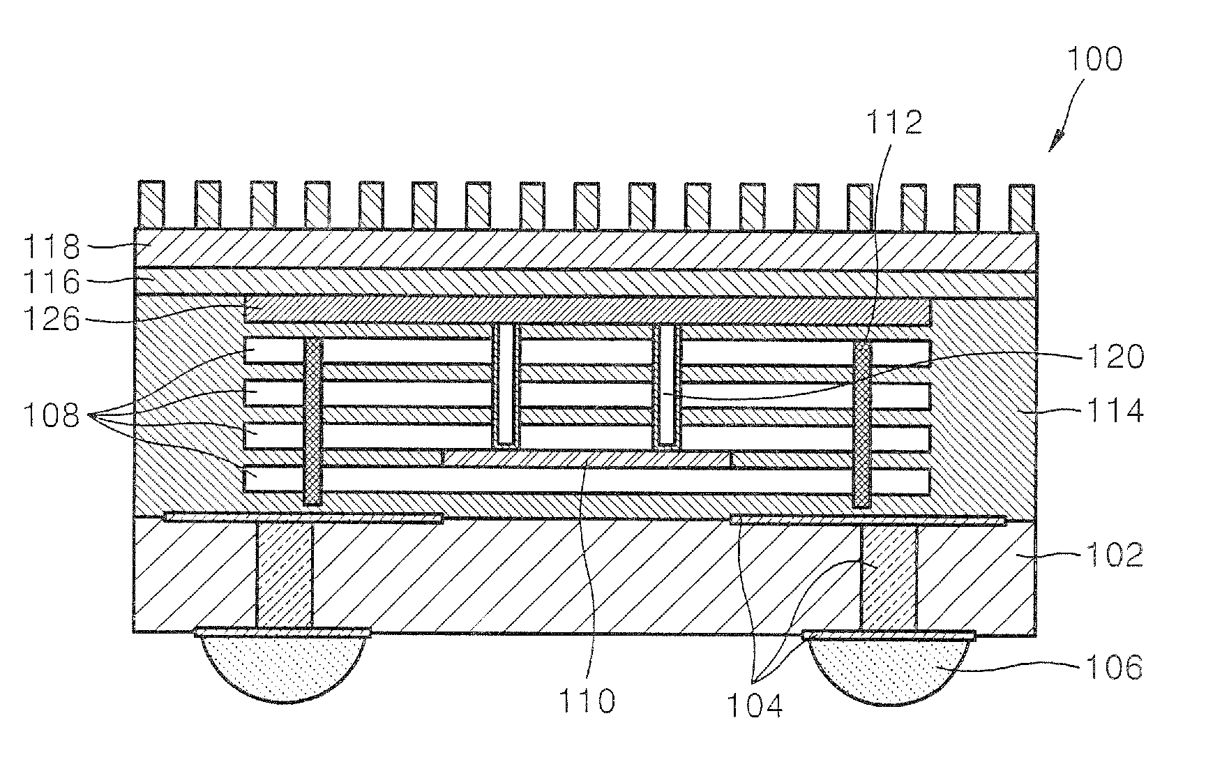 Wafer stacked package having vertical heat emission path and method of fabricating the same
