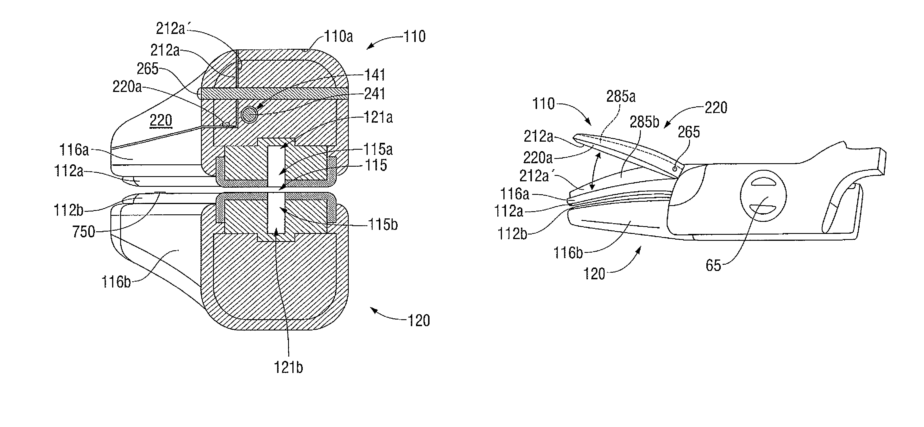 Dissection scissors on surgical device